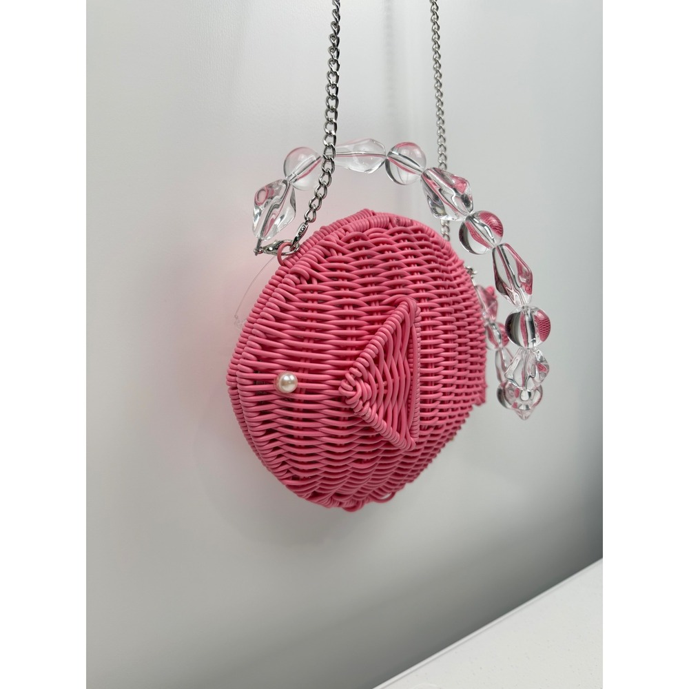 NWT Tommy Bahama Pink Wicker Fish Crossbody Bag Beaded Handle NEW Viral Summer - Picture 4 of 8